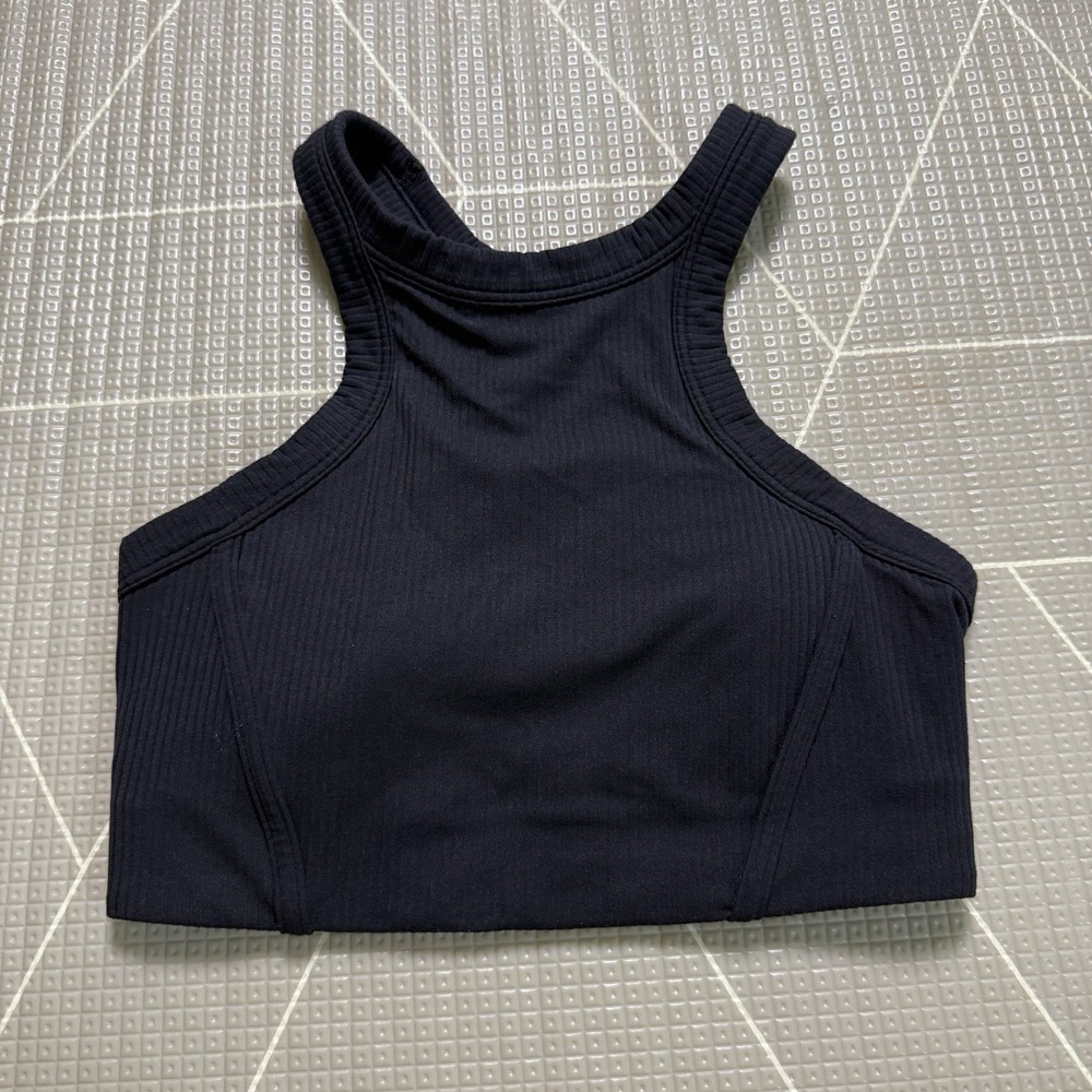 Lululemon Ribbed Nulu High-Neck Yoga Bra 4 Black LW2DEGS Yoga Gym Train